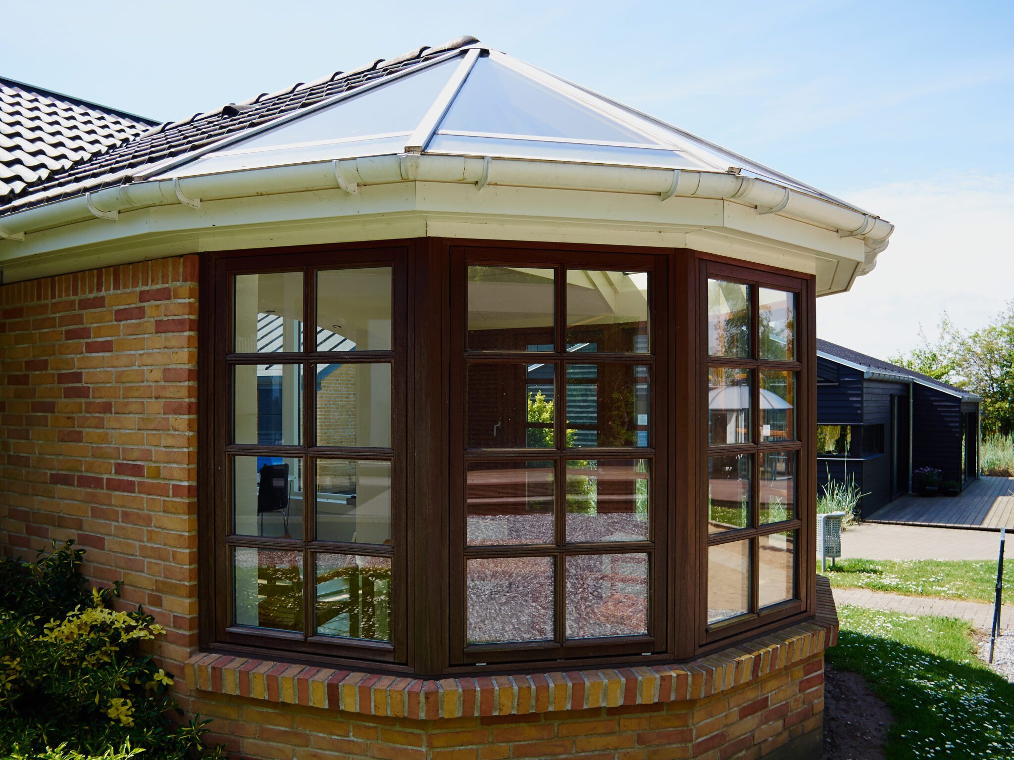 Conservatory room with black frame at home