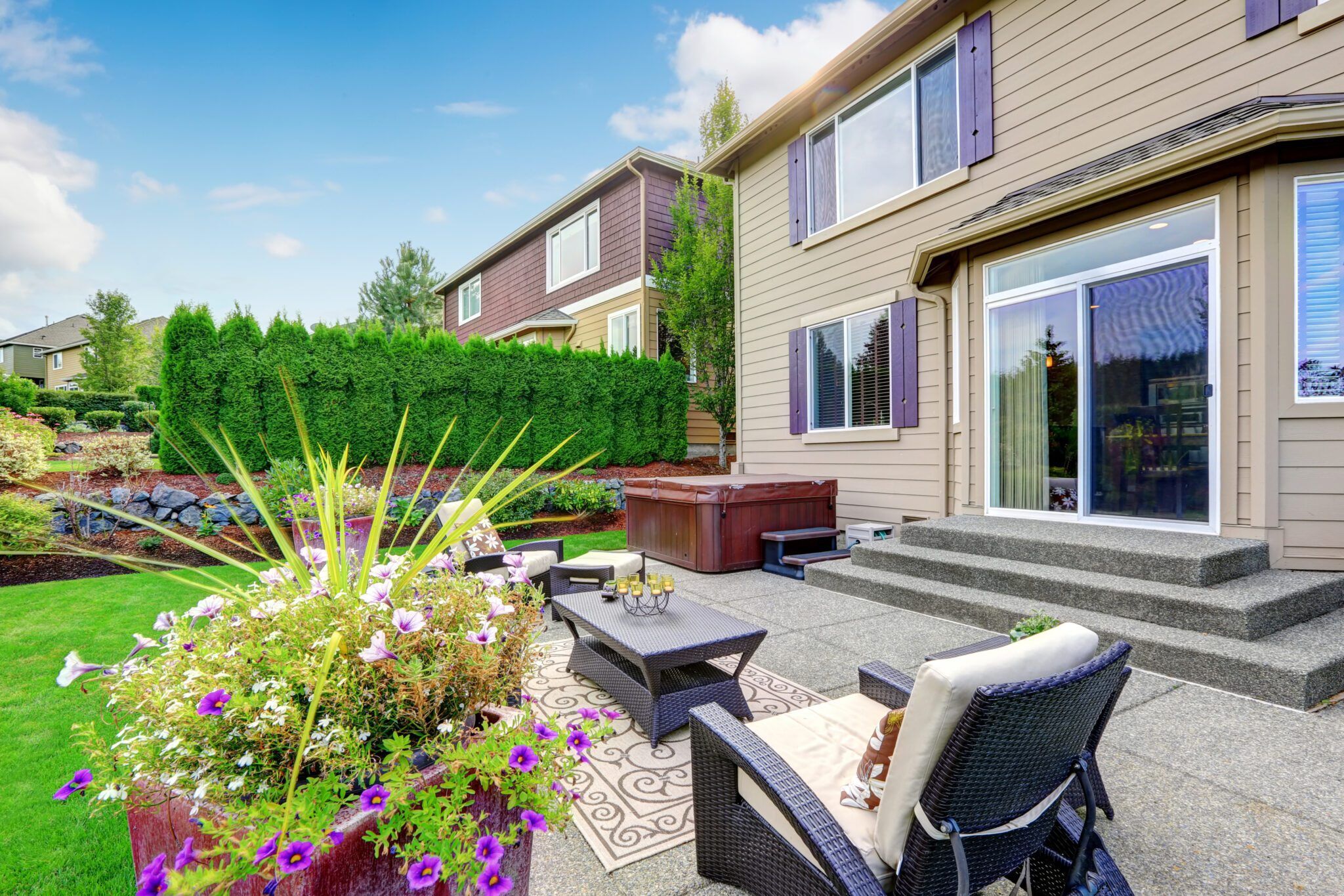 Patio door sliding with large patio