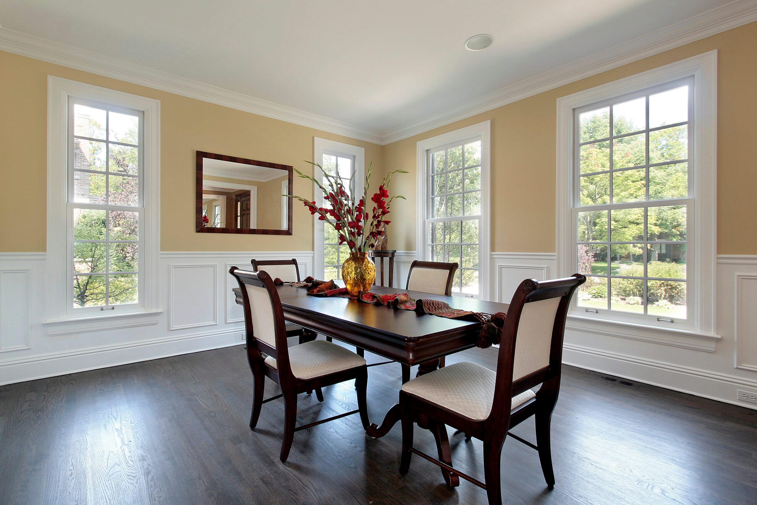 Dining room windows with panes