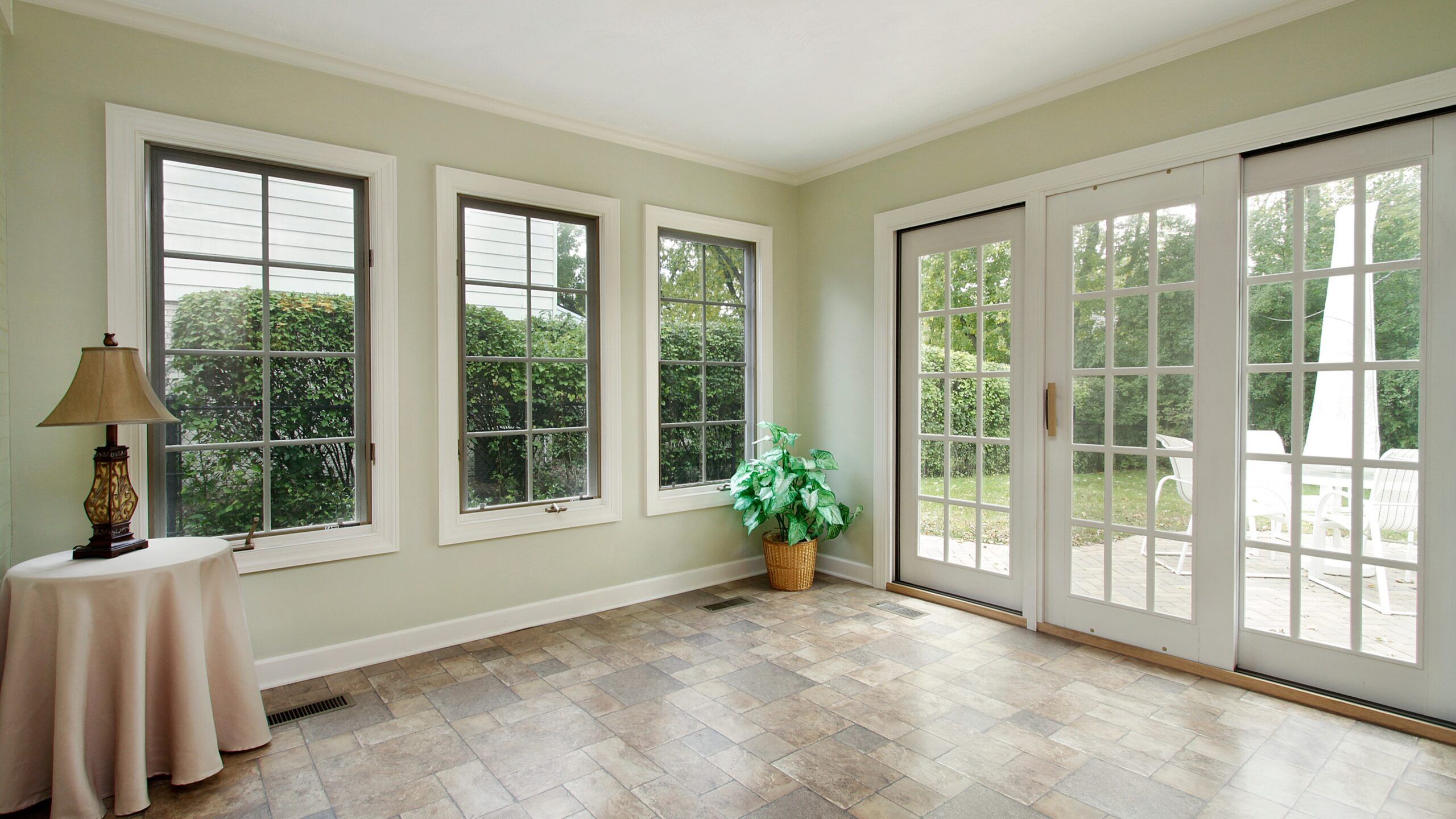 Porch with door to patio